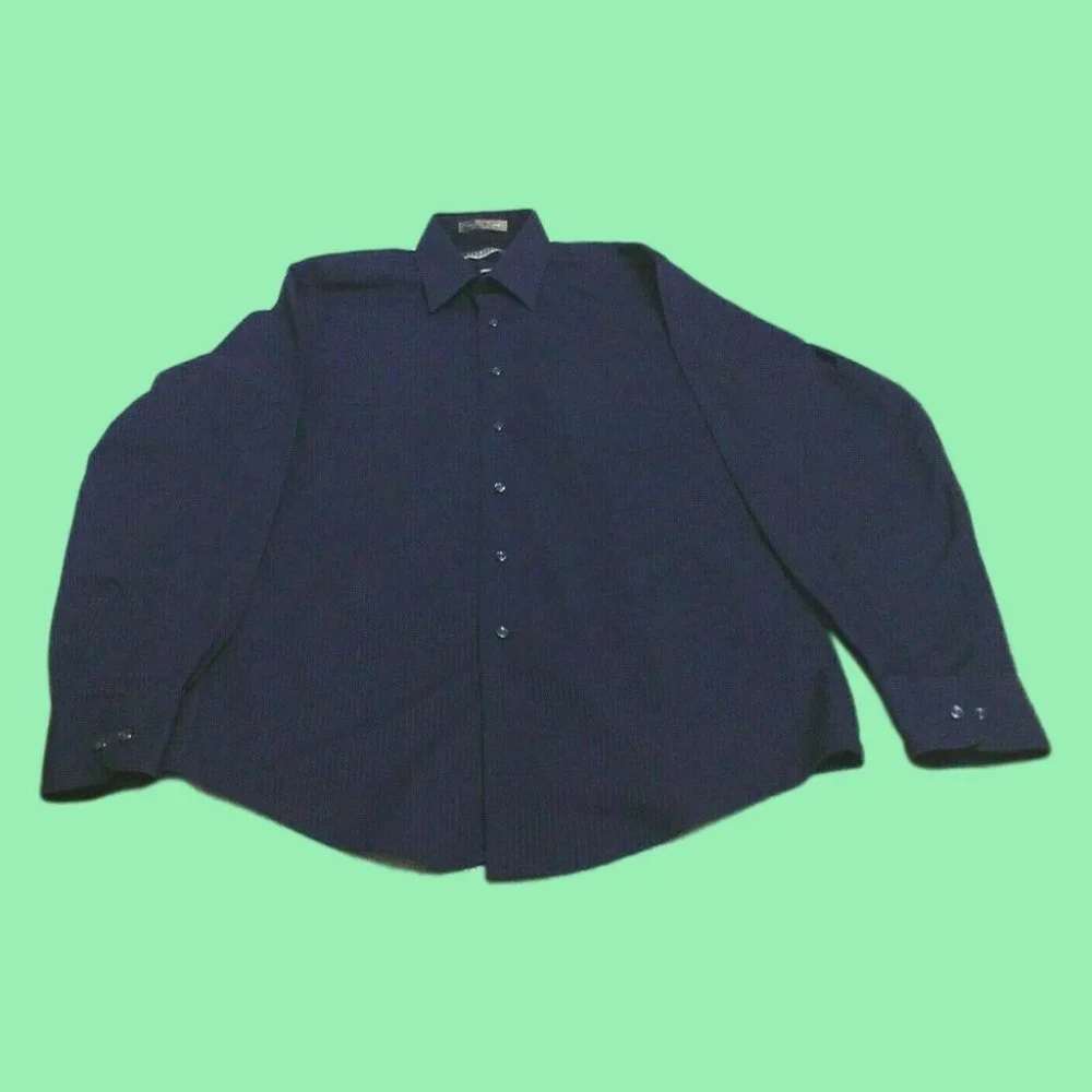 Van Heusen Men's Shirt Casual/Dress Long Sleeve Poly/Cotton Purple 15.5 (34/35) - Picture 7 of 16